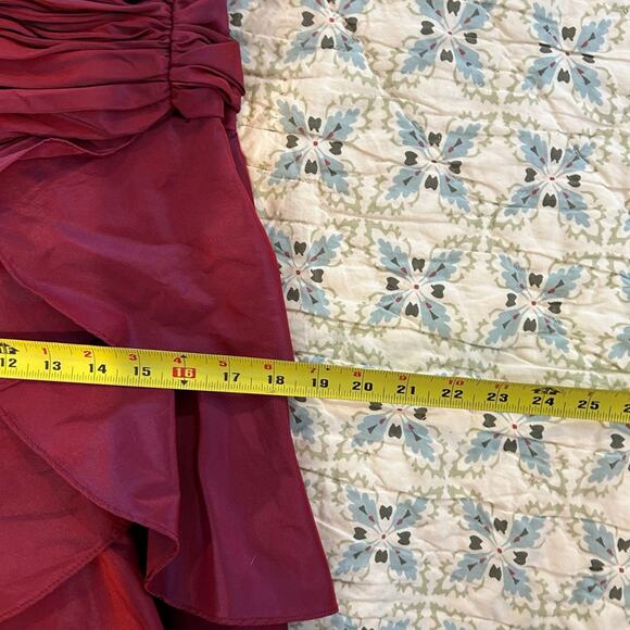 Vintage Tadashi 90s/Y2K Iridescent Ruched Knee Length Dress w Ruffles - Picture 11 of 15